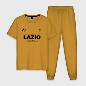 Мужская пижама хлопок с принтом Lazio Униформа Чемпионов , 100% хлопок | брюки и футболка прямого кроя, без карманов, на брюках мягкая резинка на поясе и по низу штанин
 | club | football | lazio | logo | клуб | лацио | лого | мяч | символ | спорт | форма | футбол | футболист | футболисты | футбольный