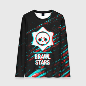 Мужской лонгслив 3D с принтом Brawl Stars в стиле Glitch (Баги Графики) на темном фоне в Новосибирске, 100% полиэстер | длинные рукава, круглый вырез горловины, полуприлегающий силуэт | brawl | brawl stars | glitch | logo | stars | баги | бравл | глитч | игра | игры | краска | краски | лого | логотип | символ | старс