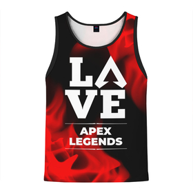 Мужская майка 3D с принтом Apex Legends Love Классика в Тюмени, 100% полиэстер | круглая горловина, приталенный силуэт, длина до линии бедра. Пройма и горловина окантованы тонкой бейкой | apex | apex legends | legends | logo | love | апекс | игра | игры | легент | лого | логотип | огонь | пламя | символ