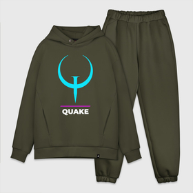 Мужской костюм хлопок OVERSIZE с принтом Символ Quake в неоновых цветах в Курске,  |  | logo | neon | quake | игра | игры | квейк | лого | логотип | неон | символ