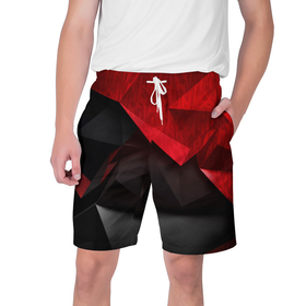 Мужские шорты 3D с принтом красно черный фон абстракция в Петрозаводске,  полиэстер 100% | прямой крой, два кармана без застежек по бокам. Мягкая трикотажная резинка на поясе, внутри которой широкие завязки. Длина чуть выше колен | 