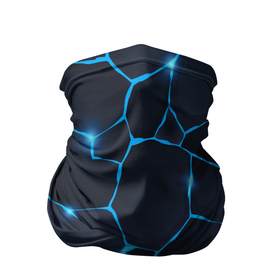 Бандана-труба 3D с принтом Синие разломы в Белгороде, 100% полиэстер, ткань с особыми свойствами — Activecool | плотность 150‒180 г/м2; хорошо тянется, но сохраняет форму | абстратное | линии | молния | разломы | синие