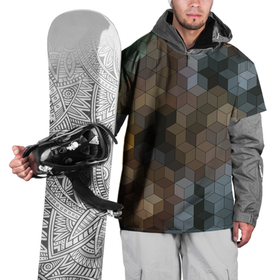 Накидка на куртку 3D с принтом Геометрический 3D узор в серых и коричневых тонах в Новосибирске, 100% полиэстер |  | Тематика изображения на принте: 3d | brown | geometric | gray | trendy | геометрический узор | кубический | объемный