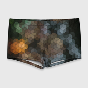Мужские купальные плавки 3D с принтом Геометрический 3D узор в серых и коричневых тонах в Петрозаводске, Полиэстер 85%, Спандекс 15% |  | 3d | brown | geometric | gray | trendy | геометрический узор | кубический | объемный