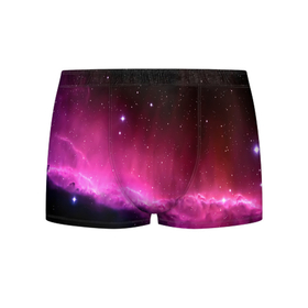 Мужские трусы 3D с принтом Night Nebula , 50% хлопок, 50% полиэстер | классическая посадка, на поясе мягкая тканевая резинка | звезды | космос | млечный путь | небо | ночь | розовый | темный