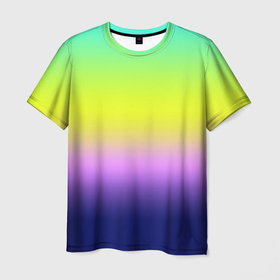 Мужская футболка 3D с принтом Разноцветный размытый фон градиент в Тюмени, 100% полиэфир | прямой крой, круглый вырез горловины, длина до линии бедер | gradient | striped | turquoise | violet | бирюзовый | градиент | желтый | полосатый градиент | фиолетовый