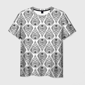 Мужская футболка 3D с принтом Черно белый геометрический узор Арт деко в Белгороде, 100% полиэфир | прямой крой, круглый вырез горловины, длина до линии бедер | art deco | black and white | geometric | арт деко | геометрический узор | модный | черно белый