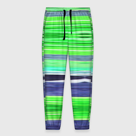 Мужские брюки 3D с принтом Сине зеленые абстрактные полосы в Екатеринбурге, 100% полиэстер | манжеты по низу, эластичный пояс регулируется шнурком, по бокам два кармана без застежек, внутренняя часть кармана из мелкой сетки | green | stripes | абстрактные полосы | зеленый | полосатый узор | синий