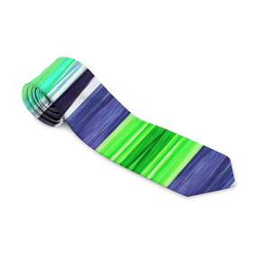 Галстук 3D с принтом Сине зеленые абстрактные полосы , 100% полиэстер | Длина 148 см; Плотность 150-180 г/м2 | Тематика изображения на принте: green | stripes | абстрактные полосы | зеленый | полосатый узор | синий