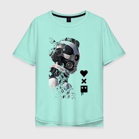 Мужская футболка хлопок Oversize с принтом xbot 4000 в профиль с лого в Курске, 100% хлопок | свободный крой, круглый ворот, “спинка” длиннее передней части | ldr | pop art | robots