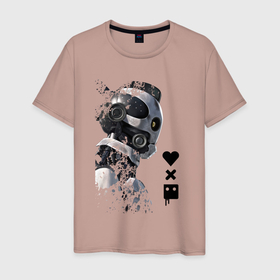 Мужская футболка хлопок с принтом xbot 4000 в профиль с лого в Санкт-Петербурге, 100% хлопок | прямой крой, круглый вырез горловины, длина до линии бедер, слегка спущенное плечо. | ldr | pop art | robots