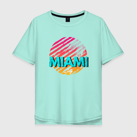 Мужская футболка хлопок Oversize с принтом Майами Флорида в Екатеринбурге, 100% хлопок | свободный крой, круглый ворот, “спинка” длиннее передней части | Тематика изображения на принте: florida | miami | usa | майами | пляж | сша | флорида