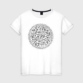 Женская футболка хлопок с принтом Мандала цветочная в Белгороде, 100% хлопок | прямой крой, круглый вырез горловины, длина до линии бедер, слегка спущенное плечо | flower | mandala | print | круг