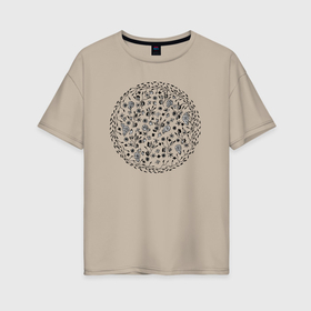 Женская футболка хлопок Oversize с принтом Мандала цветочная в Тюмени, 100% хлопок | свободный крой, круглый ворот, спущенный рукав, длина до линии бедер
 | flower | mandala | print | круг