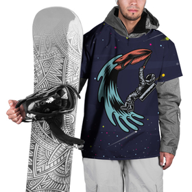 Накидка на куртку 3D с принтом Космонавт  на   серфинге в Курске, 100% полиэстер |  | Тематика изображения на принте: астронавт | волны | космонавт | космос | серфинг
