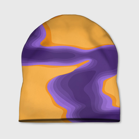 Шапка 3D с принтом Фиолетовая река в Курске, 100% полиэстер | универсальный размер, печать по всей поверхности изделия | Тематика изображения на принте: абстракция | волна | песок | река | фон