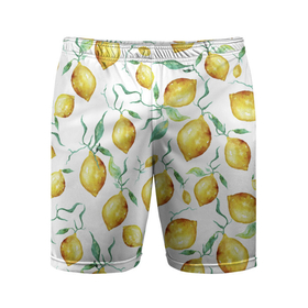Мужские шорты спортивные с принтом Лимоны Нарисованные Акварелью в Тюмени,  |  | lemon | nature | summer | акварель | лето | лимон | нарисованые | природа | фрукты
