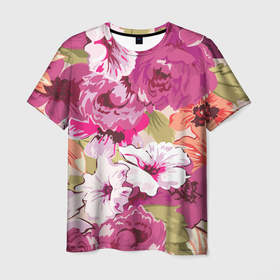 Мужская футболка 3D с принтом Красочный цветочный паттерн   Лето   Fashion trend 2023 в Санкт-Петербурге, 100% полиэфир | прямой крой, круглый вырез горловины, длина до линии бедер | fashion | flowers | pattern | summer | лето | мода | паттерн | цветы