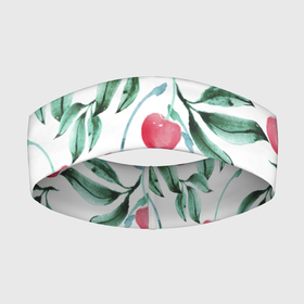 Повязка на голову 3D с принтом Вишня Нарисованная Акварелью в Кировске,  |  | cherry | nature | summer | акварель | вишня | лето | нарисованная | природа | черешня | ягода