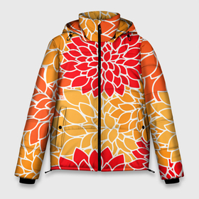 Мужская зимняя куртка 3D с принтом Летний цветочный паттерн в Новосибирске, верх — 100% полиэстер; подкладка — 100% полиэстер; утеплитель — 100% полиэстер | длина ниже бедра, свободный силуэт Оверсайз. Есть воротник-стойка, отстегивающийся капюшон и ветрозащитная планка. 

Боковые карманы с листочкой на кнопках и внутренний карман на молнии. | Тематика изображения на принте: fashion | flowers | pattern | summer | лето | мода | паттерн | цветы