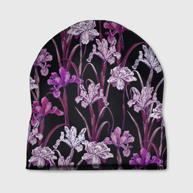 Шапка 3D с принтом Цветы Фиолетовые Ирисы , 100% полиэстер | универсальный размер, печать по всей поверхности изделия | flowers | summer | букет | ирисы | лето | природа | растение | фиолетовый | флора | цветы