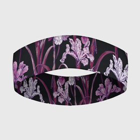 Повязка на голову 3D с принтом Цветы Фиолетовые Ирисы ,  |  | flowers | summer | букет | ирисы | лето | природа | растение | фиолетовый | флора | цветы