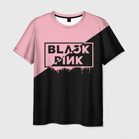 Мужская футболка 3D с принтом BLACKPINK | BIG LOGO в Белгороде, 100% полиэфир | прямой крой, круглый вырез горловины, длина до линии бедер | Тематика изображения на принте: black  pink | blackpink | jennie | jisoo | k pop | lalisa | группа | к поп | корейская группа | розовый | черный