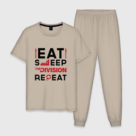Мужская пижама хлопок с принтом Надпись: Eat Sleep The Division Repeat в Белгороде, 100% хлопок | брюки и футболка прямого кроя, без карманов, на брюках мягкая резинка на поясе и по низу штанин
 | clancy | division | eat sleep repeat | logo | the | the division | tom | дивизион | игра | игры | лого | логотип | символ