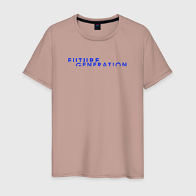 Мужская футболка хлопок с принтом Future generation в Санкт-Петербурге, 100% хлопок | прямой крой, круглый вырез горловины, длина до линии бедер, слегка спущенное плечо. | future | future generation | generation | будущее | графичекий дизайн | поколение | синий текст | текст