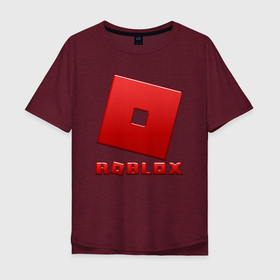 Мужская футболка хлопок Oversize с принтом ROBLOX логотип красный градиент в Кировске, 100% хлопок | свободный крой, круглый ворот, “спинка” длиннее передней части | Тематика изображения на принте: roblox | игра | компьютерная игра | логотип | онлайн | онлайн игра | роблакс | роблокс