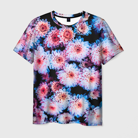 Мужская футболка 3D с принтом My Flowers в Санкт-Петербурге, 100% полиэфир | прямой крой, круглый вырез горловины, длина до линии бедер | для девушек | паттерн | хризантема | хризантема   мультифлора | цветы