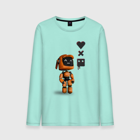 Мужской лонгслив хлопок с принтом Оранжевый робот с логотипом LDR в Екатеринбурге, 100% хлопок |  | ldr | pop art | robots
