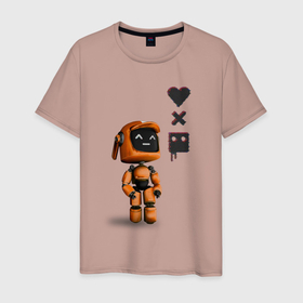 Мужская футболка хлопок с принтом Оранжевый робот с логотипом LDR в Тюмени, 100% хлопок | прямой крой, круглый вырез горловины, длина до линии бедер, слегка спущенное плечо. | ldr | pop art | robots