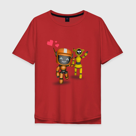 Мужская футболка хлопок Oversize с принтом Бегущие роботы без фона в Курске, 100% хлопок | свободный крой, круглый ворот, “спинка” длиннее передней части | ldr | pop art | robots