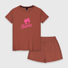 Женская пижама с шортиками хлопок с принтом Розовая Барби в Тюмени, 100% хлопок | футболка прямого кроя, шорты свободные с широкой мягкой резинкой | barbie | барби | девушка | игрушка | кукла | розовый
