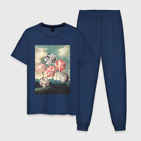 Мужская пижама хлопок с принтом A Group of Carnations (Гвоздики) в Курске, 100% хлопок | брюки и футболка прямого кроя, без карманов, на брюках мягкая резинка на поясе и по низу штанин
 | абстракция | ботаника | винтаж | картина | классика | книга | минимализм | обложка | паттерн | природа | флора | цветы | экспрессионизм