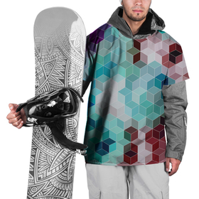 Накидка на куртку 3D с принтом Бирюзово коричневый геометрический узор в Новосибирске, 100% полиэстер |  | brown | geometric pattern | geometry | turquoise | бирюзовый | геометрические фигуры | геометрический узор | коричневый