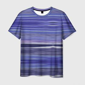 Мужская футболка 3D с принтом Абстрактный синий полосатый узор в Белгороде, 100% полиэфир | прямой крой, круглый вырез горловины, длина до линии бедер | abstract | blue | pattern | striped | абстрактный синий | полосатый узор