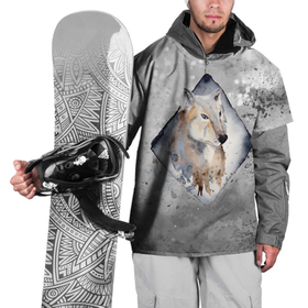Накидка на куртку 3D с принтом Снежный   волк 3D в Петрозаводске, 100% полиэстер |  | Тематика изображения на принте: wolf | волк | волчица | снег | снежный волк