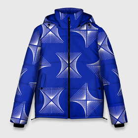 Мужская зимняя куртка 3D с принтом ABSTRACT PATTERN ON A BLUE BACKGROUND в Екатеринбурге, верх — 100% полиэстер; подкладка — 100% полиэстер; утеплитель — 100% полиэстер | длина ниже бедра, свободный силуэт Оверсайз. Есть воротник-стойка, отстегивающийся капюшон и ветрозащитная планка. 

Боковые карманы с листочкой на кнопках и внутренний карман на молнии. | иллюзия | синий | текстура | узор | фон | цветное