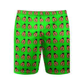 Мужские шорты спортивные с принтом LADYBUG ON A GREEN BACKGROUND в Курске,  |  | акварель | жук | зеленый | красный | насекомое | точки | узор | черный