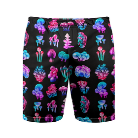 Мужские шорты спортивные с принтом NEON MUSHROOMS в Тюмени,  |  | грибы | еда | лес | природа | текстура | цветные