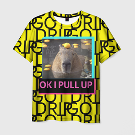 Мужская футболка 3D с принтом I GOT A DRIP в Петрозаводске, 100% полиэфир | прямой крой, круглый вырез горловины, длина до линии бедер | after party | drip | i got drip | ok i pull up | капибара | мем
