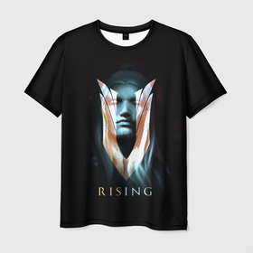 Мужская футболка 3D с принтом V rising   вампир , 100% полиэфир | прямой крой, круглый вырез горловины, длина до линии бедер | v rising | вампир | голова | игра | лицо | логотип | надпись | название
