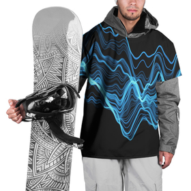 Накидка на куртку 3D с принтом Синие волны молнии в Новосибирске, 100% полиэстер |  | Тематика изображения на принте: абстракция | волна | линия | молния | энергия