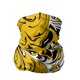 Бандана-труба 3D с принтом Черно желтые разводы в Кировске, 100% полиэстер, ткань с особыми свойствами — Activecool | плотность 150‒180 г/м2; хорошо тянется, но сохраняет форму | абстракция | желтый | краска | пятна | разводны | черный