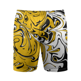 Мужские шорты спортивные с принтом Черно желтые разводы в Кировске,  |  | абстракция | желтый | краска | пятна | разводны | черный