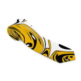 Галстук 3D с принтом Черно желтые разводы в Тюмени, 100% полиэстер | Длина 148 см; Плотность 150-180 г/м2 | Тематика изображения на принте: абстракция | желтый | краска | пятна | разводны | черный