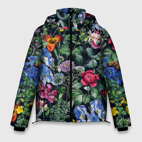 Мужская зимняя куртка 3D с принтом Цветы Старый Сад в Новосибирске, верх — 100% полиэстер; подкладка — 100% полиэстер; утеплитель — 100% полиэстер | длина ниже бедра, свободный силуэт Оверсайз. Есть воротник-стойка, отстегивающийся капюшон и ветрозащитная планка. 

Боковые карманы с листочкой на кнопках и внутренний карман на молнии. | Тематика изображения на принте: flowers | summer | букет | лето | природа | растение | сад | старый | флора | цветы