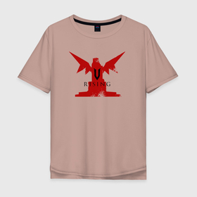 Мужская футболка хлопок Oversize с принтом Трон вампира в Тюмени, 100% хлопок | свободный крой, круглый ворот, “спинка” длиннее передней части | v rising | вампир | игра | логотип | надпись | название | трон